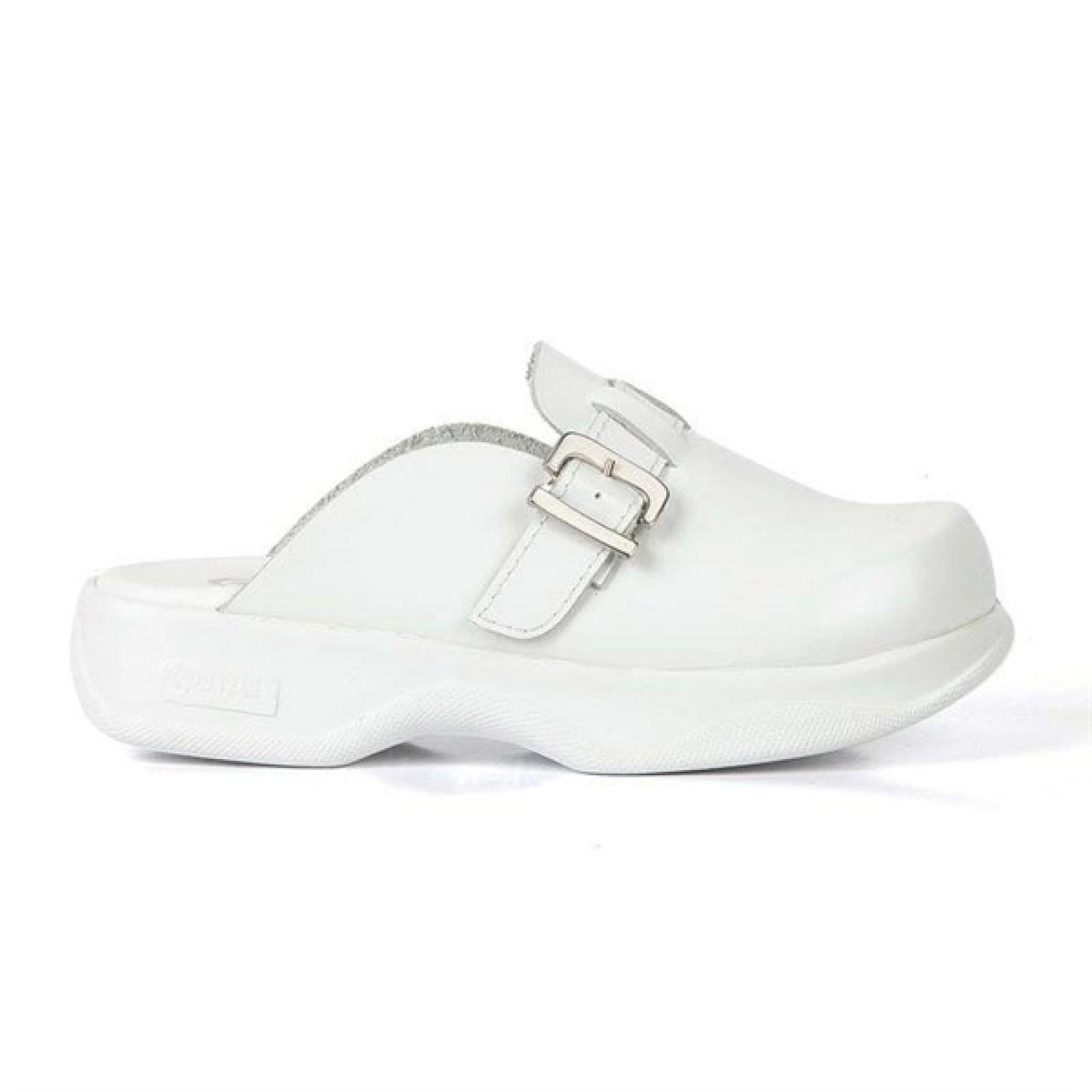 https://www.sabomar.com/ByGuru White Buckled Flat Women's Cook Slippers