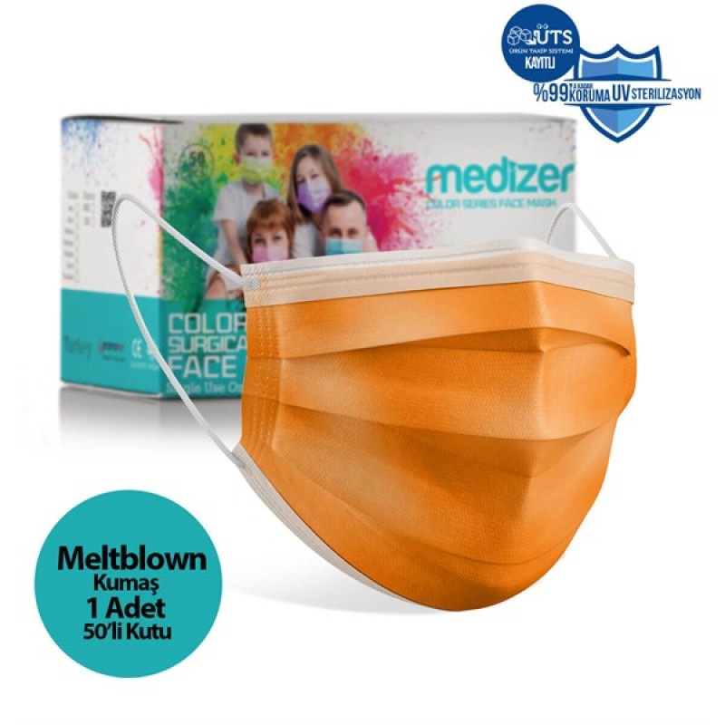 Medizer Meltblown Turuncu Cerrahi Maske - 50 Adet