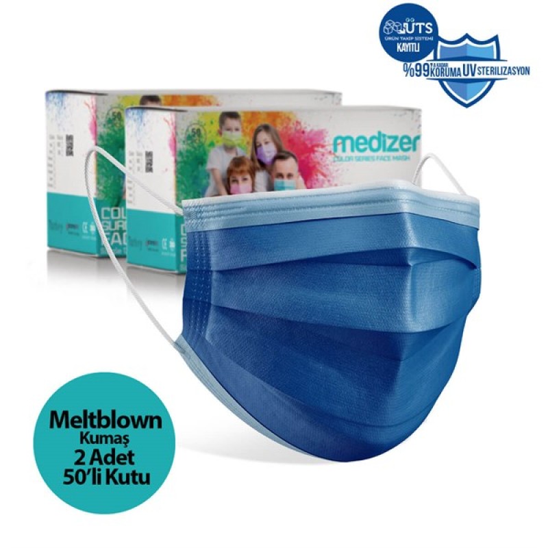 Medizer Meltblown Lacivert Cerrahi Maske - 100 Adet