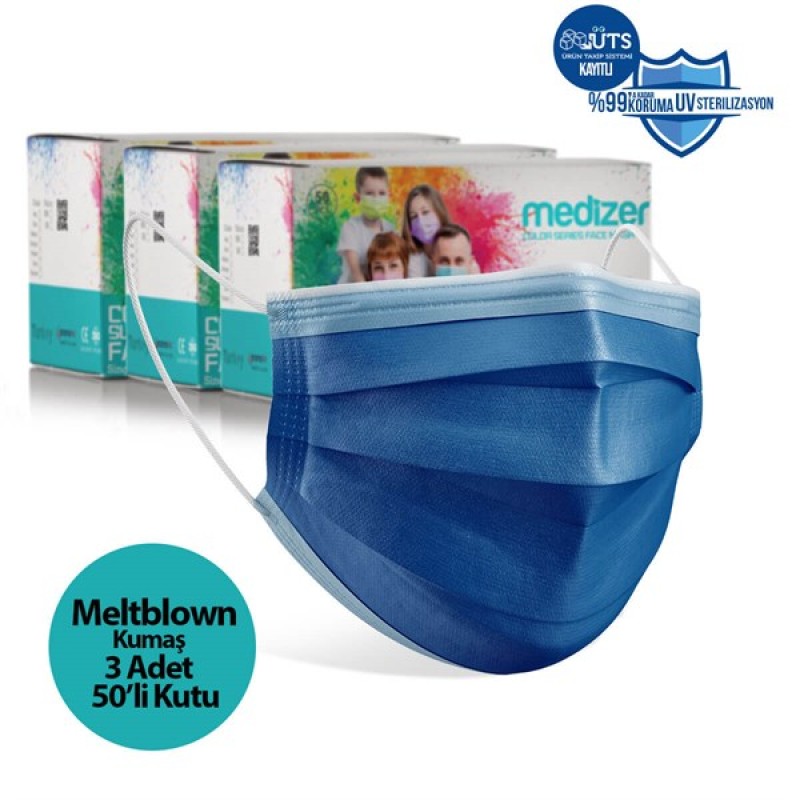 Medizer Meltblown Lacivert Cerrahi Maske - 150 Adet