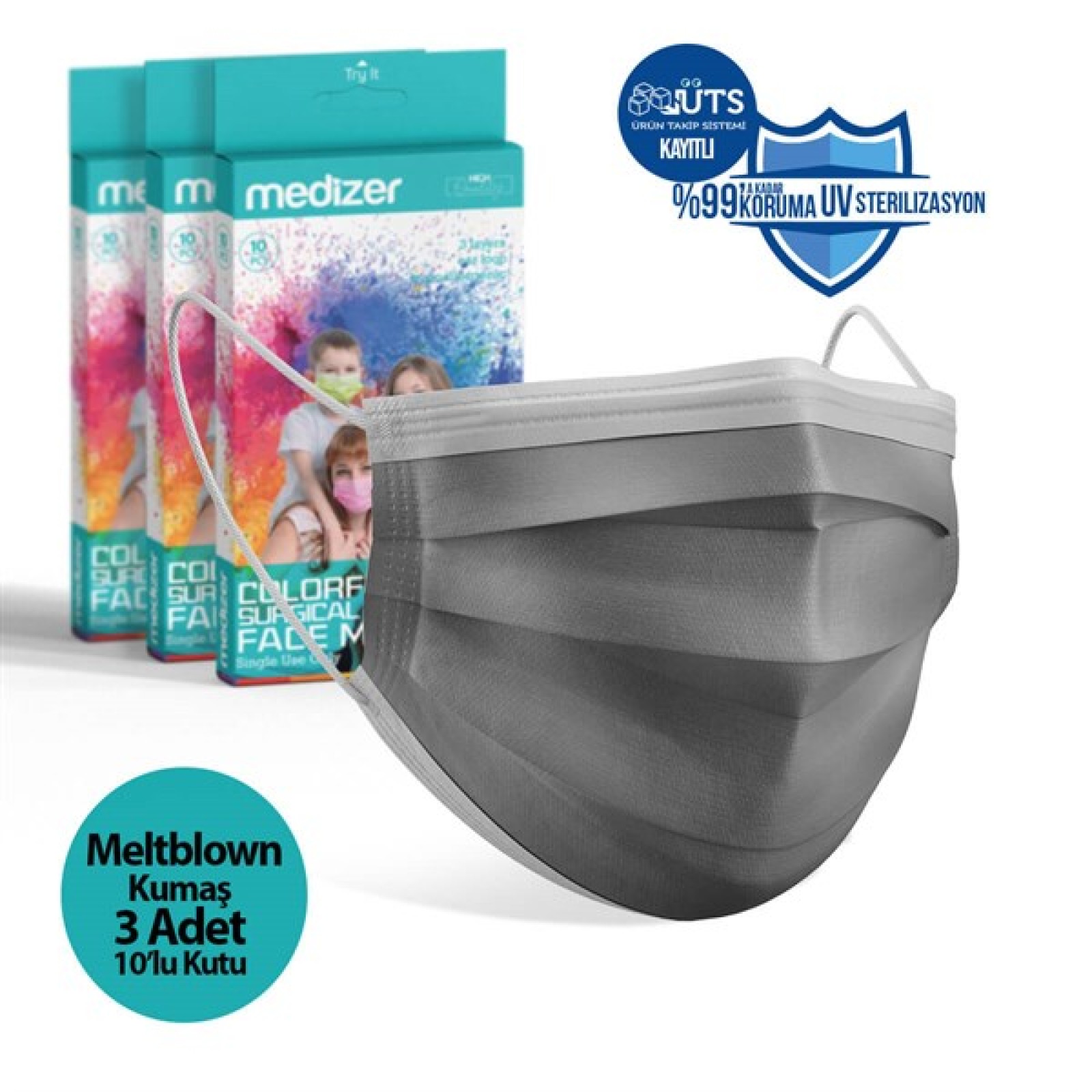 https://www.sabomar.com/Medizer Meltblown Gray Surgical Mask - 3 Boxes of 10