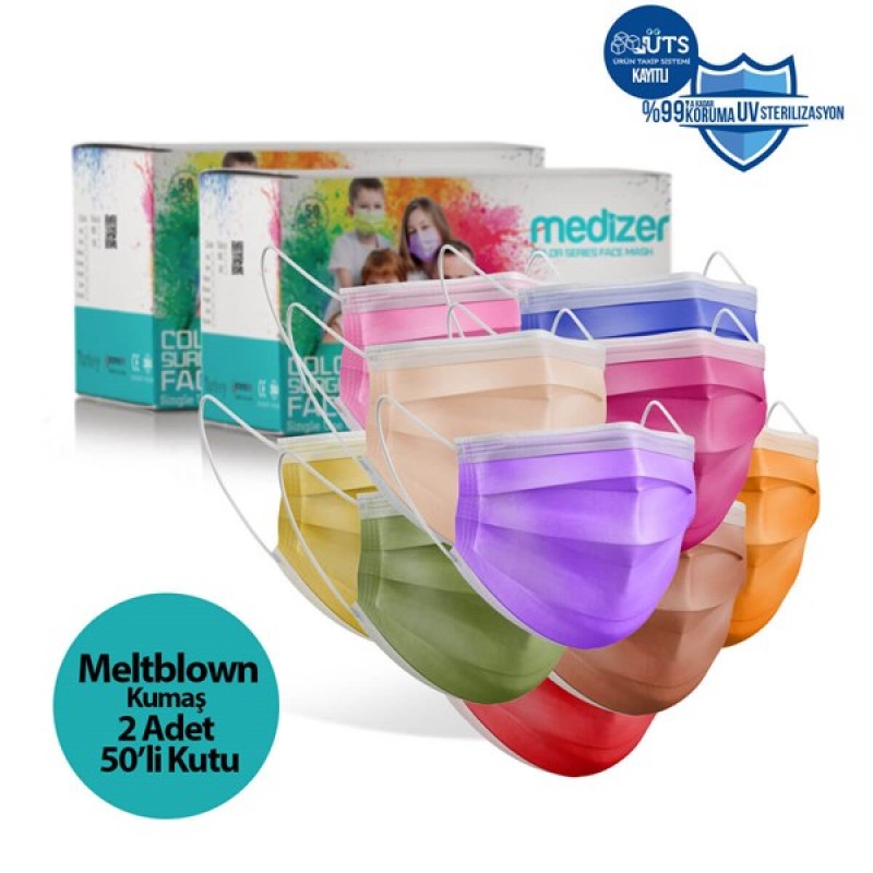 Medizer Meltblown Cerrahi Maske Color Serisi - 100 Adet 