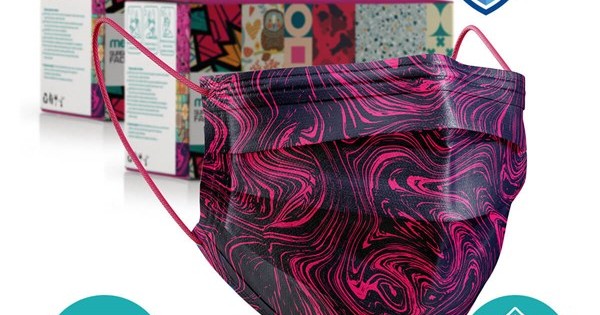 https://www.sabomar.com/Medizer Full Ultrasonic Surgical Mouth Mask 3 Layer Meltblown Fabric 100 Pieces - Nose Wire - Fuchsia Patterned