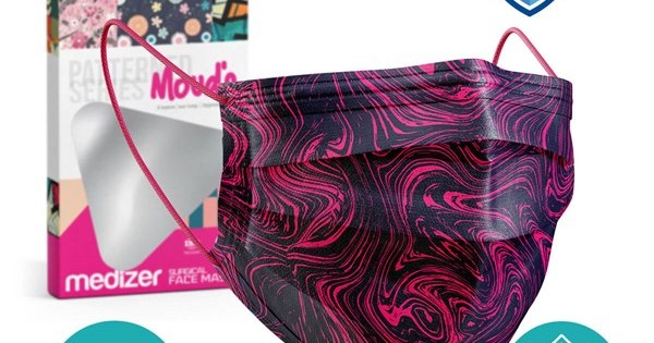 https://www.sabomar.com/Medizer Meltblown Fuchsia Patterned Surgical Mask - 10 Boxes of 10