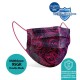 Medizer Full Ultrasonic Surgical Mouth Mask 3 Layer Meltblown Fabric 50 Pieces - Nose Wire - Fuchsia Patterned
