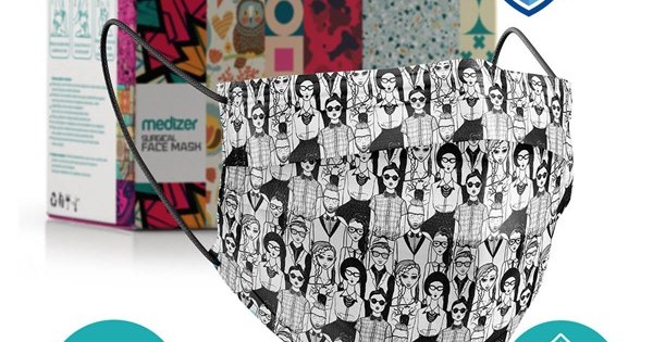 https://www.sabomar.com/Medizer Full Ultrasonic Surgical Mouth Mask 3 Layer Meltblown Fabric 50 Pieces - Nose Wire - People Patterned