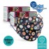 Medizer Full Ultrasonic Surgical Mouth Mask 3 Layer Meltblown Fabric 100 Pieces - Nose Wire - Navy Blue Floral Patterned
