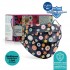 Medizer Full Ultrasonic Surgical Mouth Mask 3 Layer Meltblown Fabric 50 Pieces - Nose Wire - Navy Blue Floral Patterned