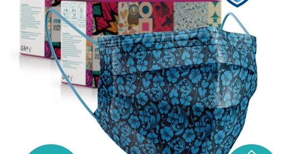 https://www.sabomar.com/Medizer Full Ultrasonic Surgical Mouth Mask 3 Layer Meltblown Fabric 100 Pieces - Nose Wire - Blue Flower Patterned