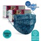 Medizer Full Ultrasonic Surgical Mouth Mask 3 Layer Meltblown Fabric 100 Pieces - Nose Wire - Blue Flower Patterned