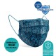 Medizer Full Ultrasonic Surgical Mouth Mask 3 Ply Meltblown Fabric 150pcs - Nose Wire - Blue Flower Pattern