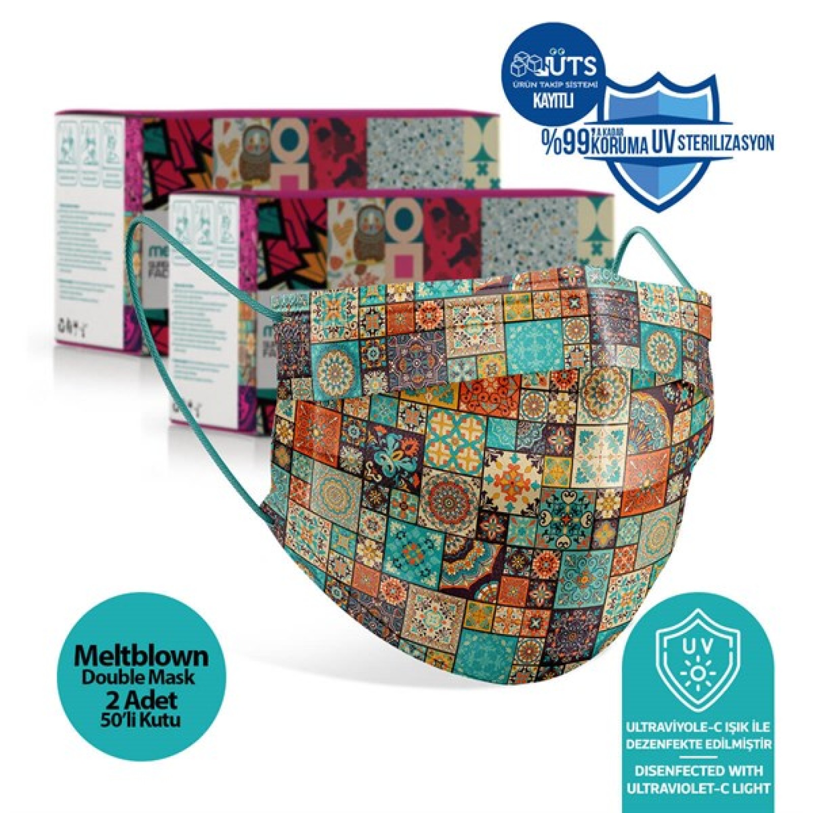 https://www.sabomar.com/Medizer Full Ultrasonic Surgical Mouth Mask 3 Layer Meltblown Fabric 100 Pieces - Nose Wire - Ottoman Fabric Patterned