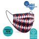 Medizer Navy Blue-Red Ekose Patterned Full Ultrasonic Surgical Mouth Mask 3 Layers Meltblown Fabric 50 Pieces - Nose Wire