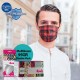 Medizer Red Ekose Patterned Full Ultrasonic Surgical Mouth Mask 3 Layers Meltblown Fabric 5 Boxes of 10 - Nose Wire