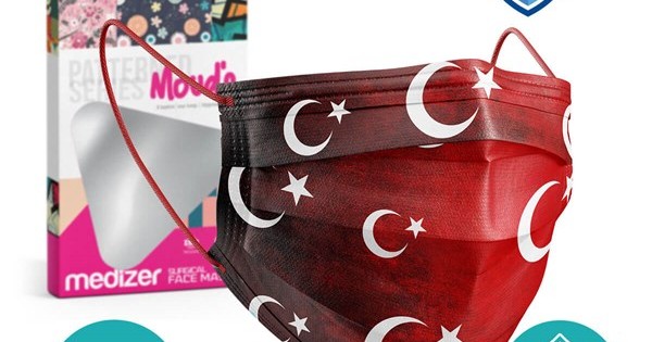 https://www.sabomar.com/Medizer Meltblown Türk Bayrağı Desenli Cerrahi Maske - 10 lu 10 Kutu
