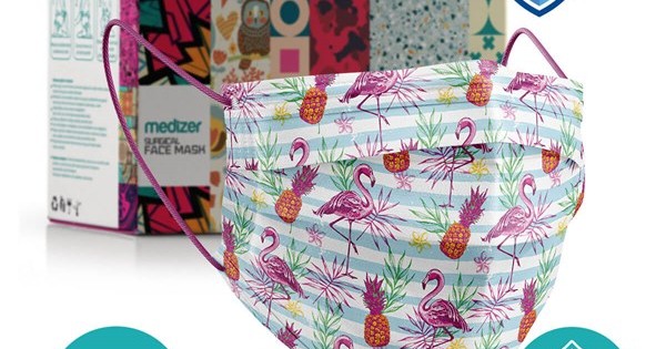 https://www.sabomar.com/Medizer Full Ultrasonic Surgical Mouth Mask 3 Layer Meltblown Fabric 50 Pieces - Nose Wire - Tropical Flamingo Patterned