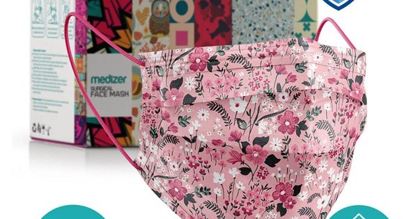 https://www.sabomar.com/Medizer Full Ultrasonic Surgical Mouth Mask 3 Layer Meltblown Fabric 50 Pieces - Nose Wire - Pink Flower Patterned