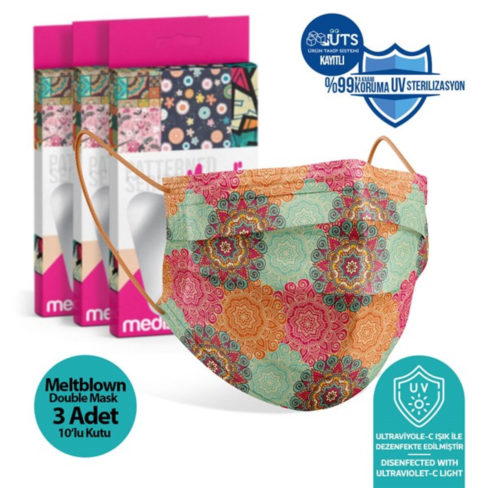 https://www.sabomar.com/Medizer Meltblown Mandala Desenli Cerrahi Maske - 10 lu 3 Kutu