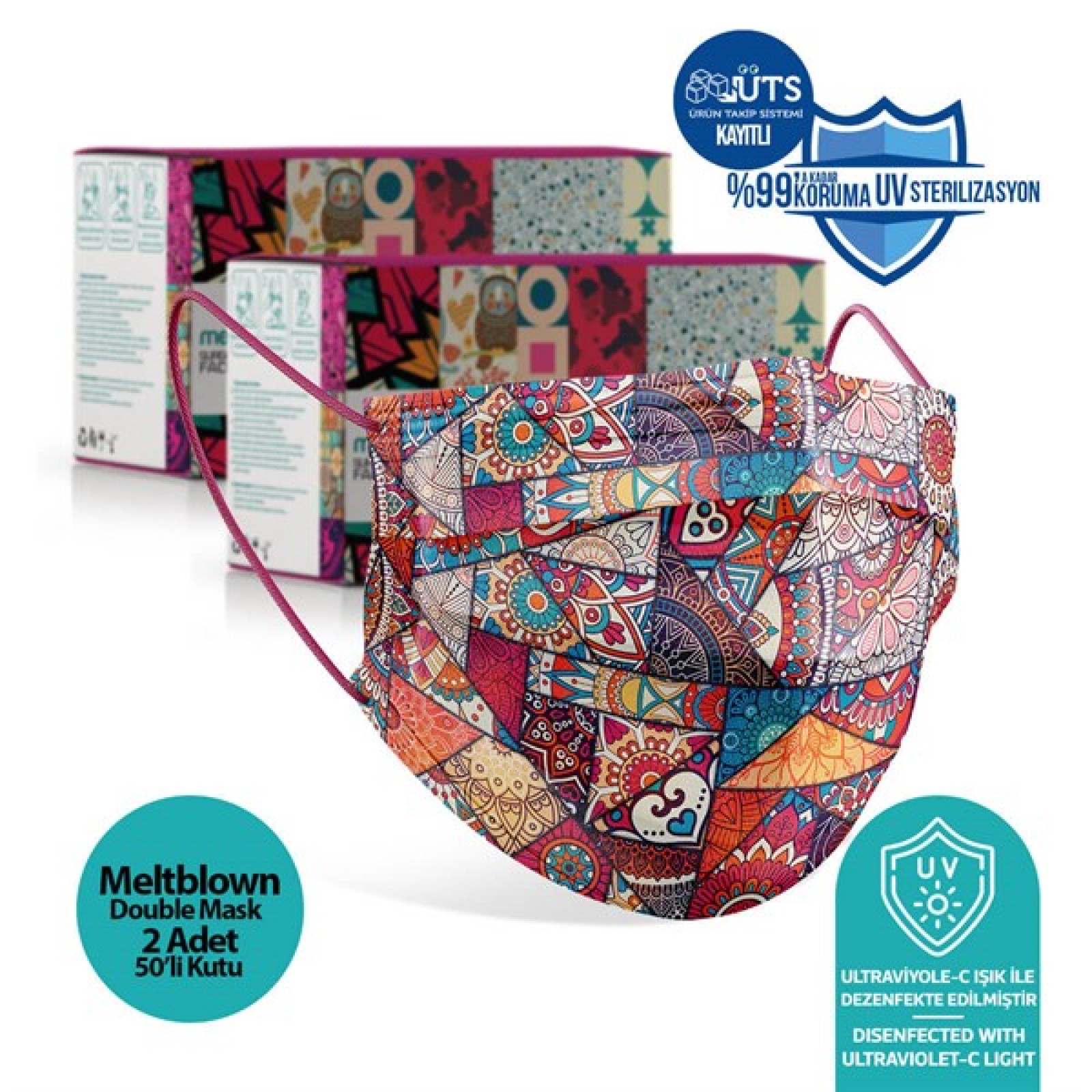 https://www.sabomar.com/Medizer Meltblown Mandala Etnik Desenli Cerrahi Maske - 100 Adet