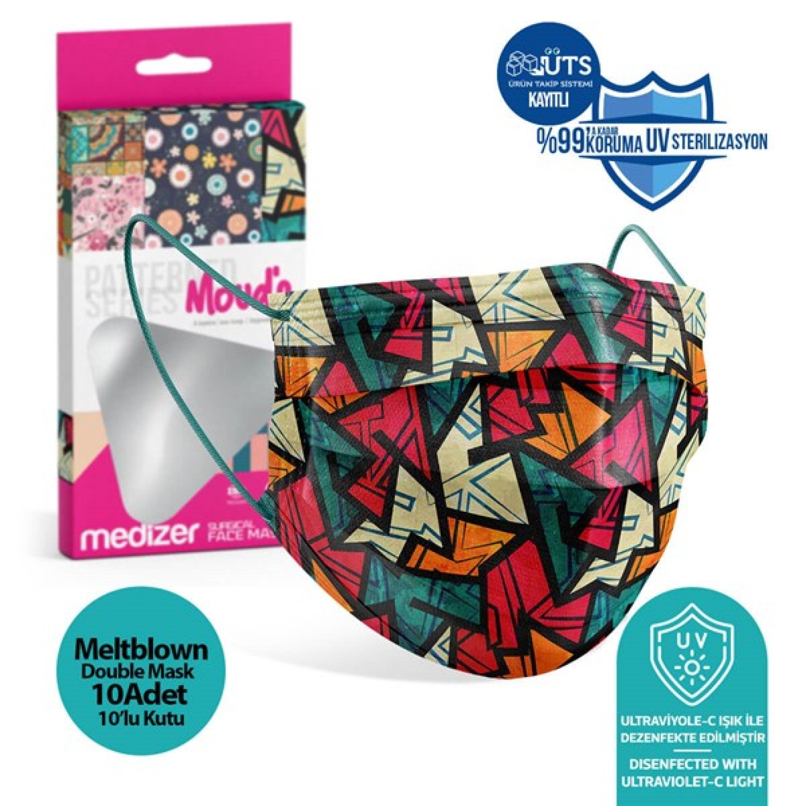 https://www.sabomar.com/Medizer New Young Patterned Full Ultrasonic Surgical Mouth Mask 3 Layers Meltblown Fabric 10 Boxes of 10 - Nose Wire