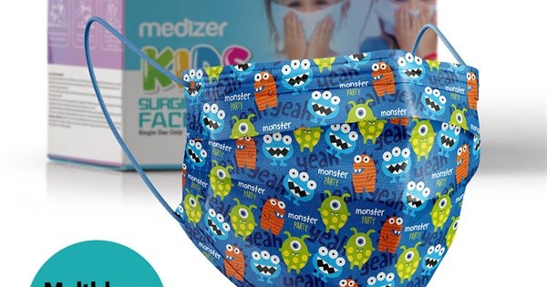 https://www.sabomar.com/Medizer Meltblown Cute Bacteria Patterned Surgical Kids Mask - 50 Pieces