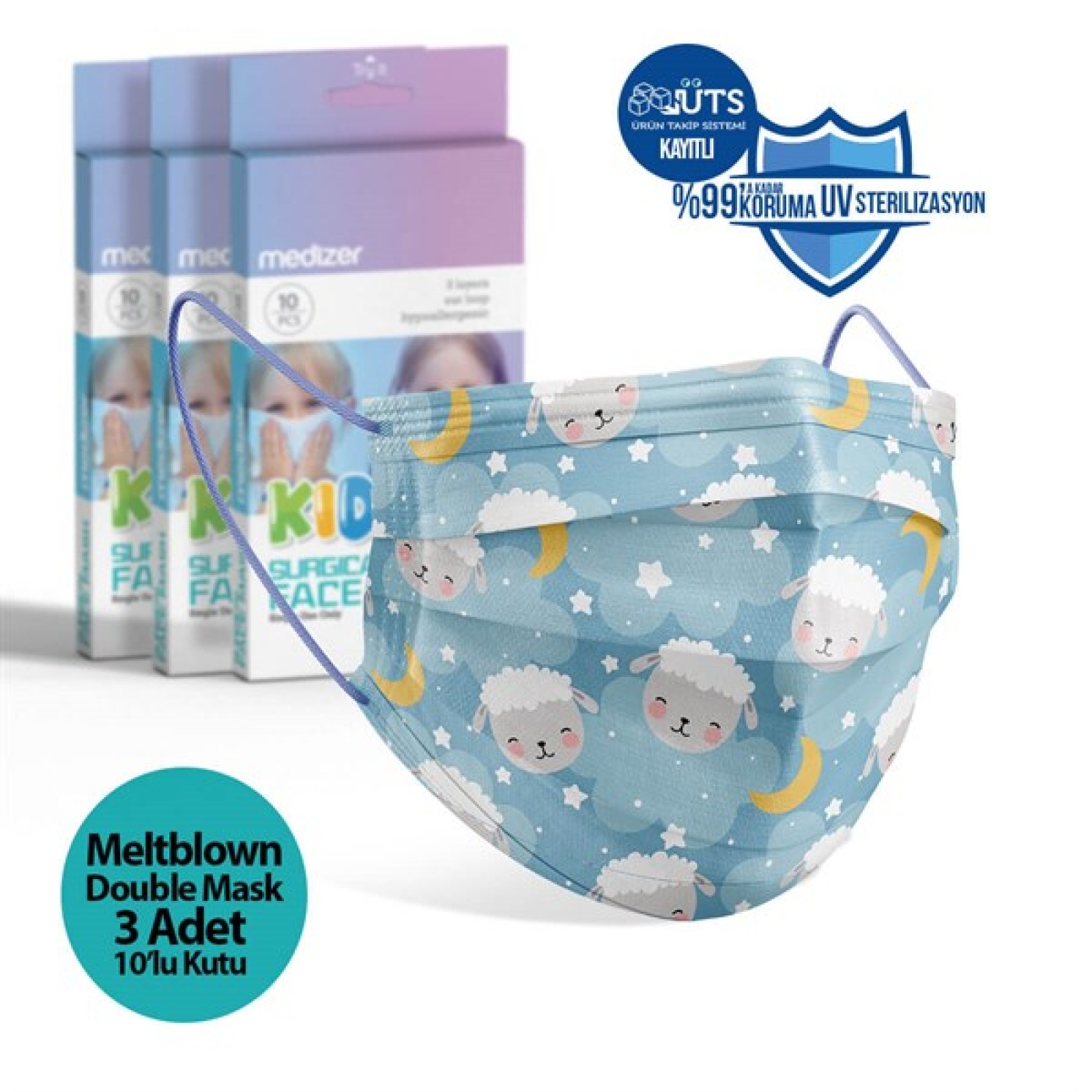 https://www.sabomar.com/Medizer Meltblown Surgical Kids Mask with Lambslies Pattern - 3 Boxes of 10