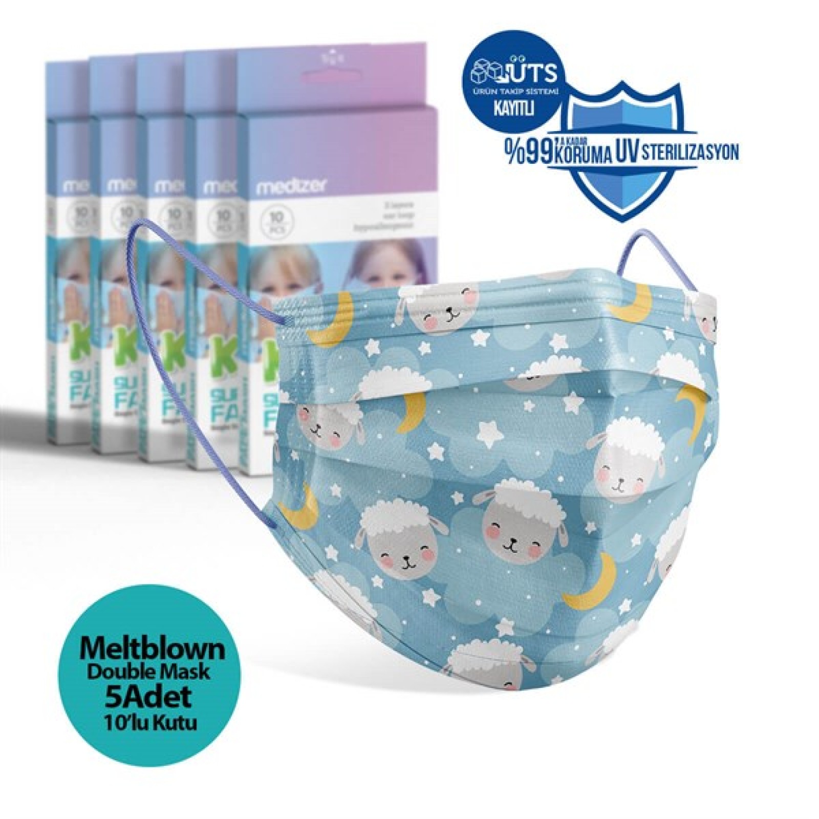 https://www.sabomar.com/Medizer Meltblown Surgical Kids Mask with Lambslies Pattern - 5 Boxes of 10