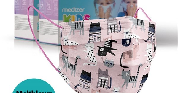 https://www.sabomar.com/Medizer Meltblown Pink Cute Cats Patterned Surgical Kids Mask - 100 Pieces