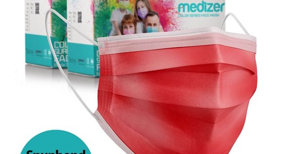 https://www.sabomar.com/Medizer Full Ultrasonic Surgical Mouth Mask 3 Layer Spunbond Fabric 100 Pcs - Nose Wire - Red