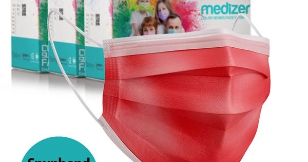 https://www.sabomar.com/Medizer Full Ultrasonic Surgical Mouth Mask 3 Layer Spunbond Fabric 150 Pieces - Nose Wire - Red