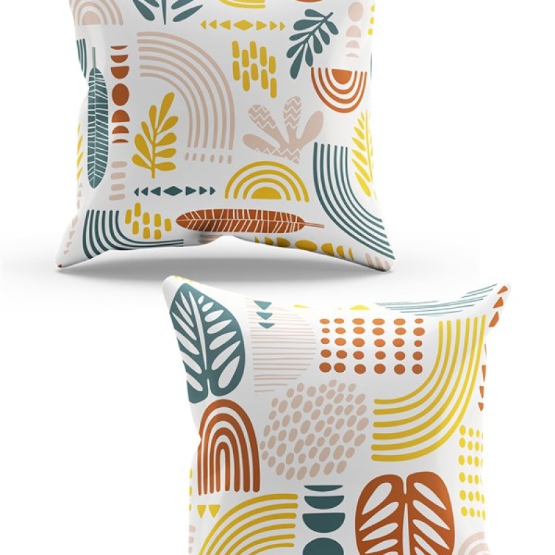 Mouds Çift Tarafı Baskılı Autumn Desenli 2'li Kombin Süet Kırlent Kılıfı