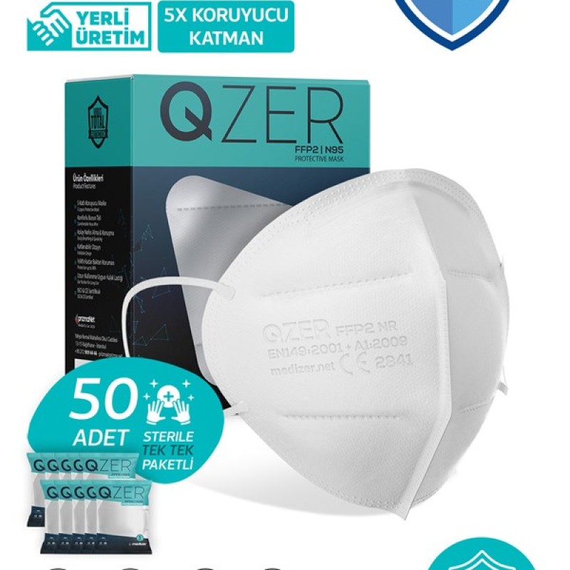 QZER FFP2 N95 Maske - 50 Adet