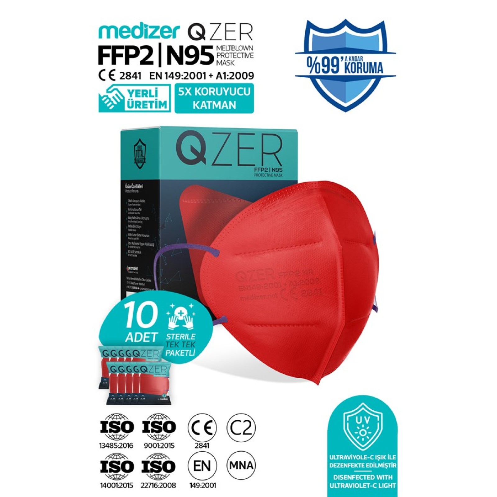 https://www.sabomar.com/Qzer Red Color 5 Layer FFP2 N95 Mask 10 Pcs