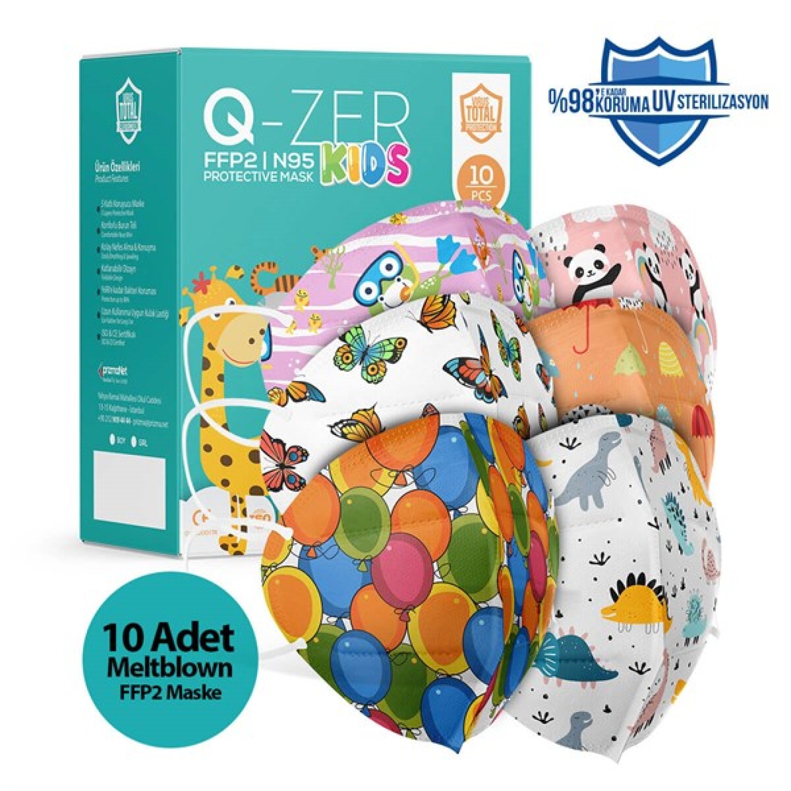 https://www.sabomar.com/Qzer 5 Different Patterned Girls FFP2 Mask - 10 Pieces