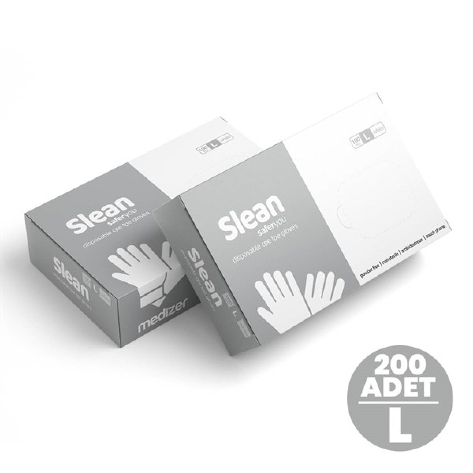 https://www.sabomar.com/Medizer Slean White Disposable Gloves L Size 200 Pcs