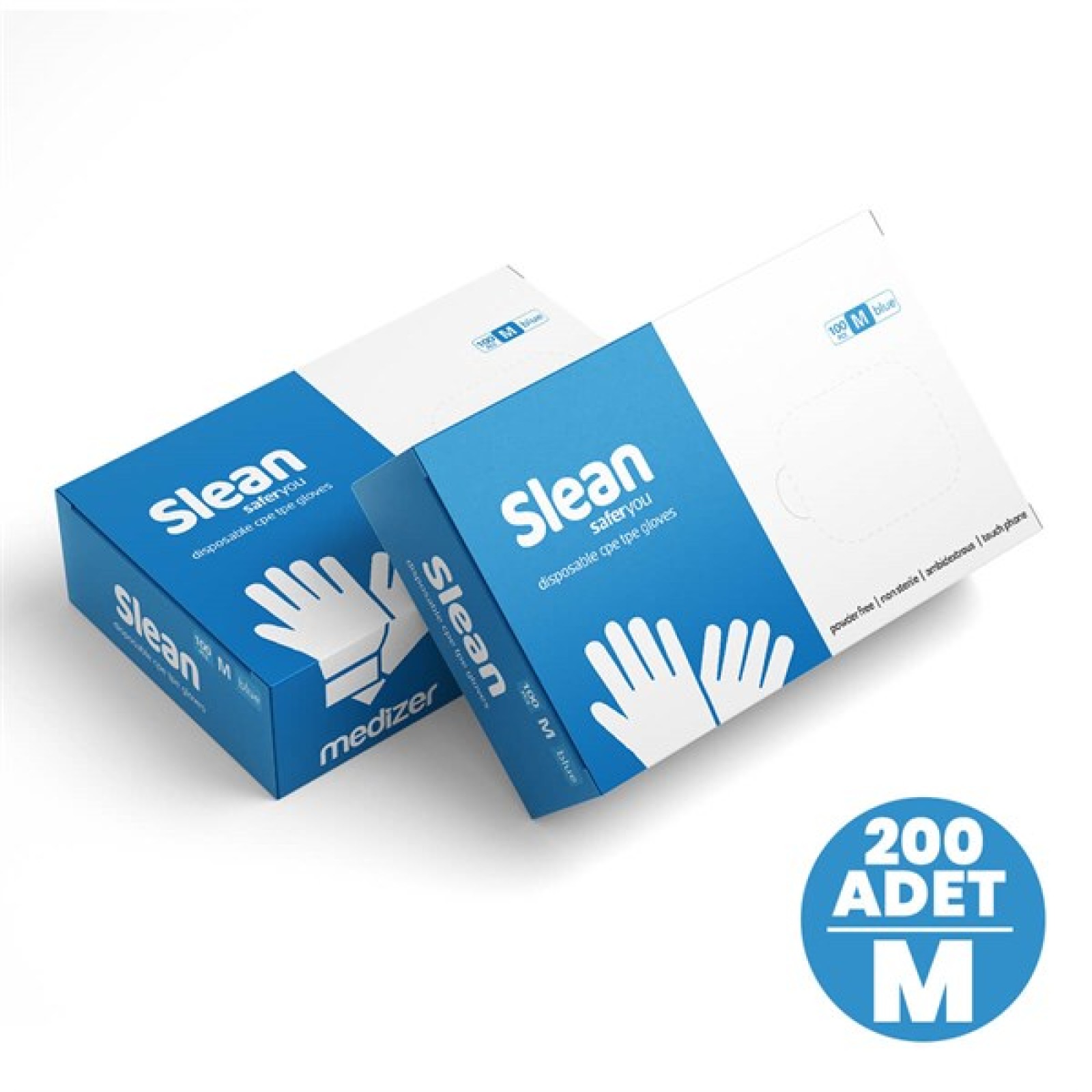 https://www.sabomar.com/Medizer Slean Blue Disposable Gloves M Size 200 Pcs