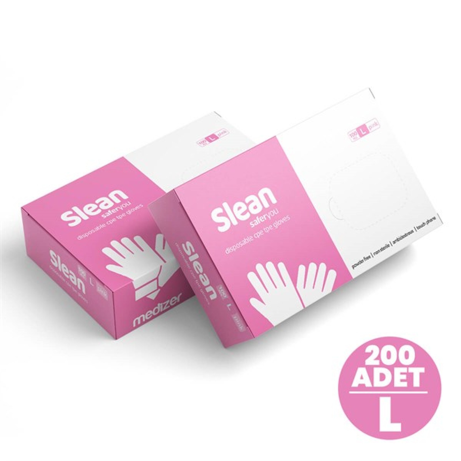https://www.sabomar.com/Medizer Slean Pink Disposable Gloves L Size 200 Pcs