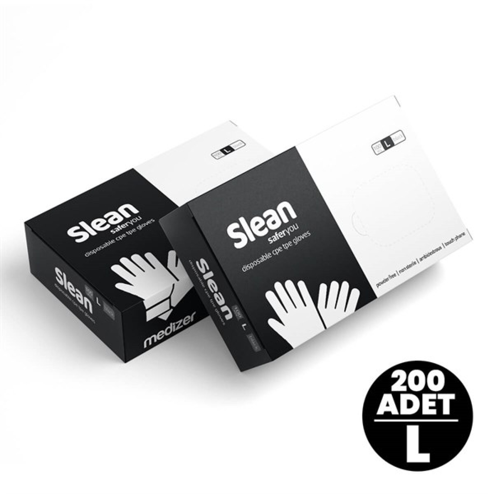 https://www.sabomar.com/Medizer Slean Black Disposable Gloves L Size 200 Pcs