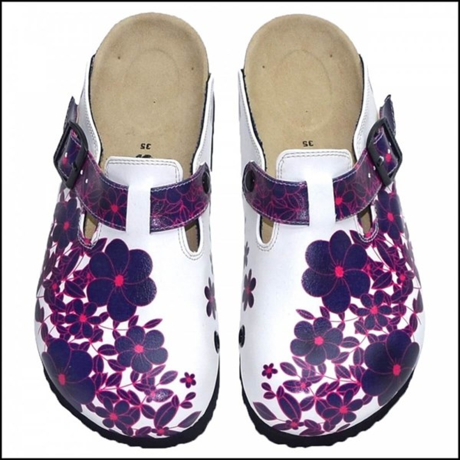 https://www.sabomar.com/ShoeRokee Purple Flowers Themed Women's Medical Sabo Slippers - Outlet