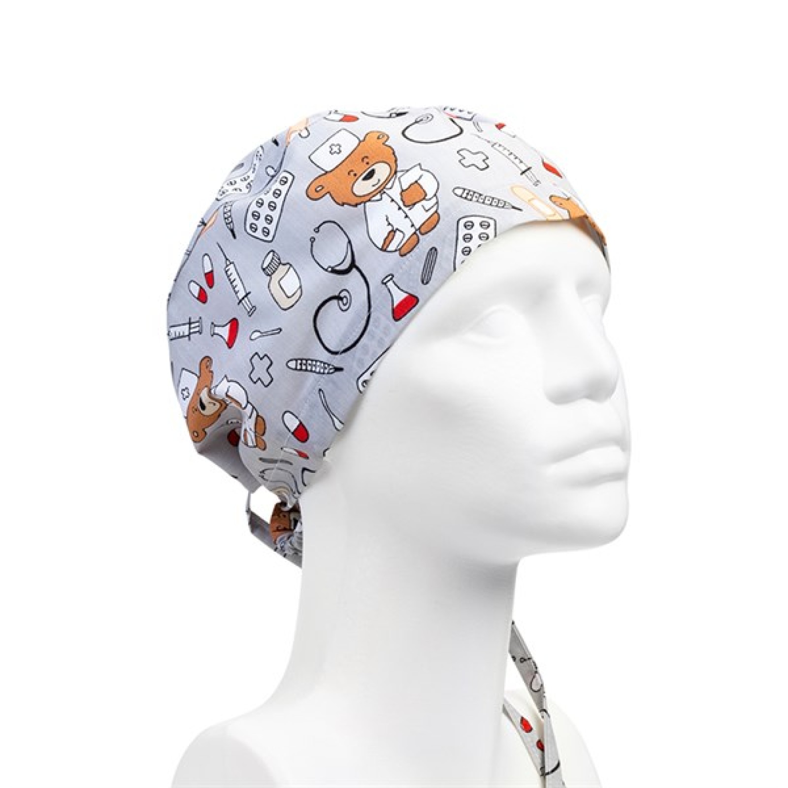https://www.sabomar.com/Teddy Bear and Health Patterned Surgical Bonnet