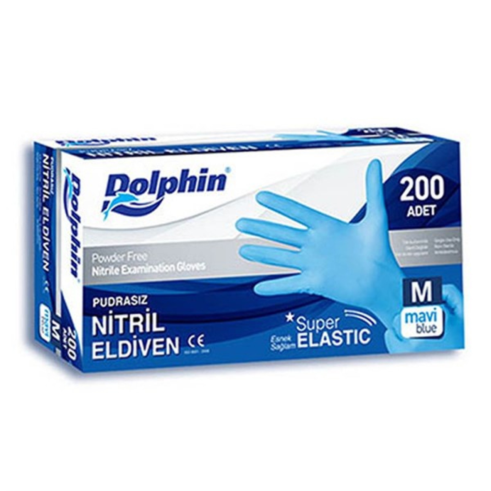 https://www.sabomar.com/Dolphin Super Elastic Blue Nitrile Gloves Powder Free (M Size) Pack of 200