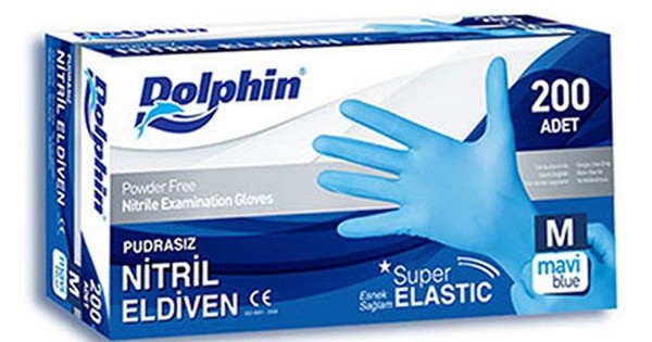 https://www.sabomar.com/Dolphin Super Elastic Blue Nitrile Gloves Powder Free (M Size) Pack of 200