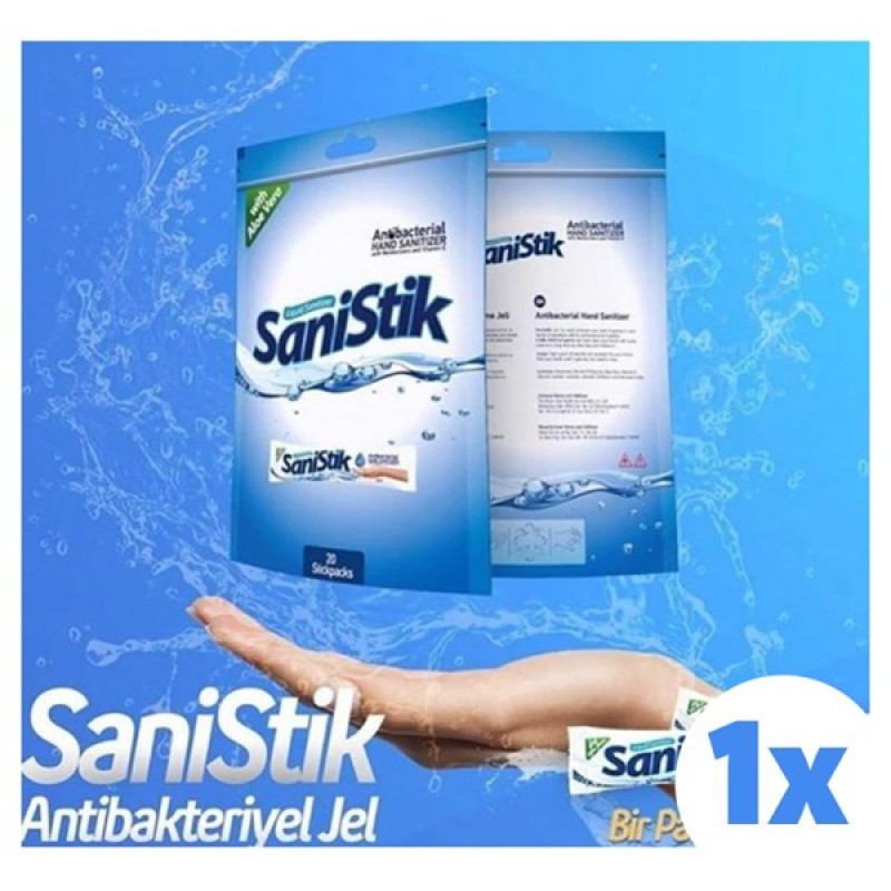 SaniStik Aloe Vera Alkol Bazlı Antibakteriyel el Temizleyici Jel Dezenfektan 3 ml x 20'li