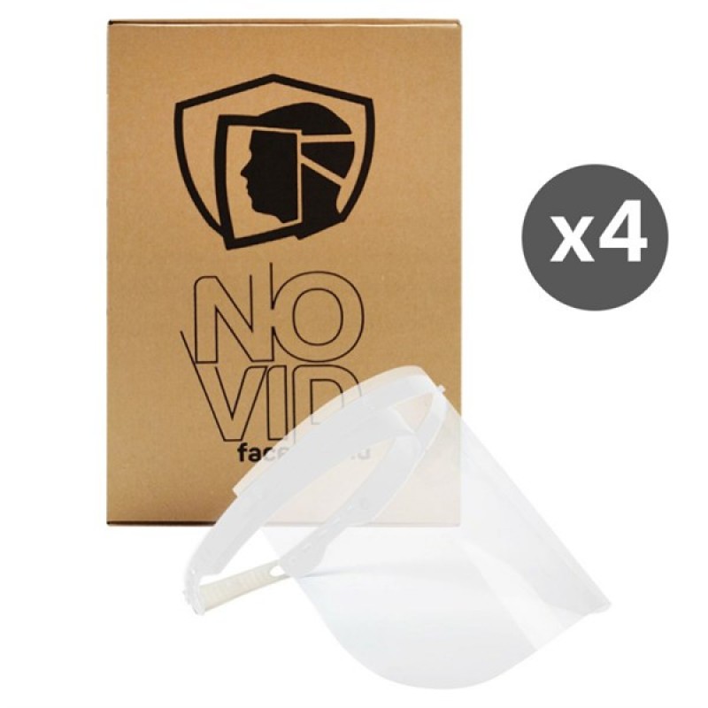 4 Pcs - NoVid Adjustable Transparent Protective Face Visor - White
