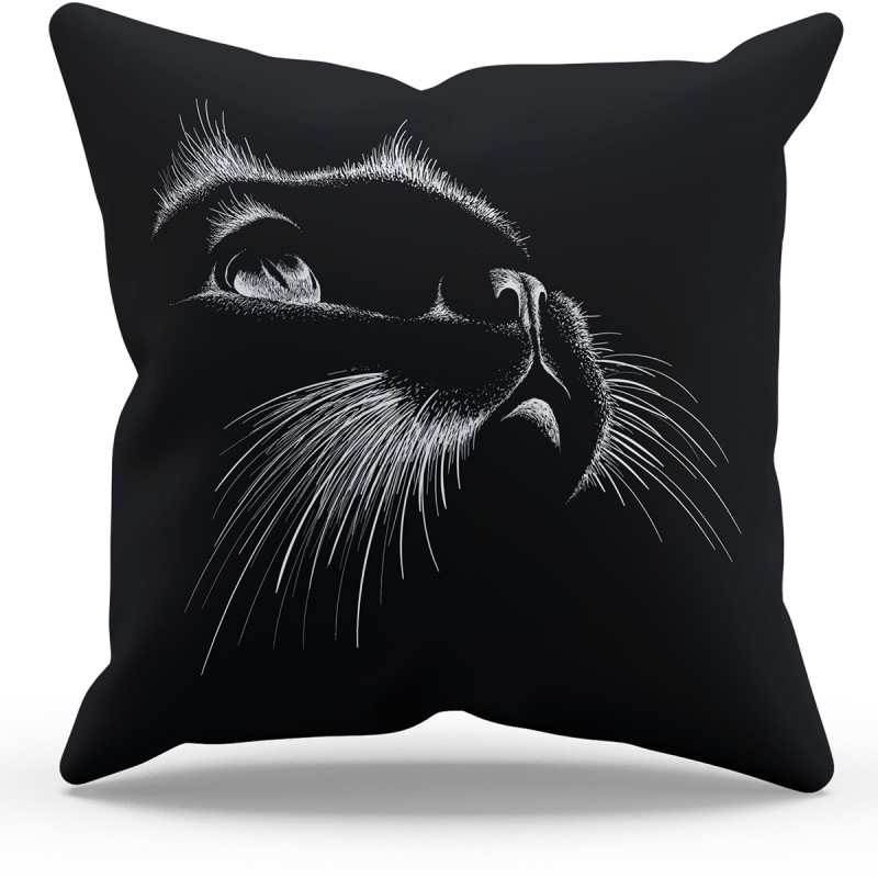 Mouds Çift Tarafı Baskılı Cat Line Desenli Tekli Kırlent Kılıfı