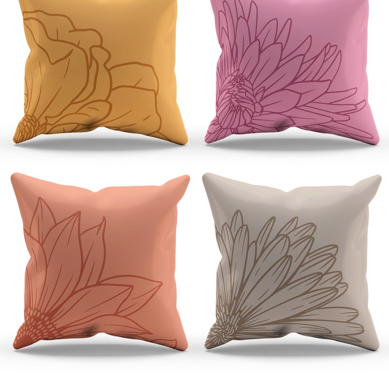 Mouds Çift Tarafı Baskılı Pastel Line Desenli 4'lü Kombin Süet Kırlent Kılıfı