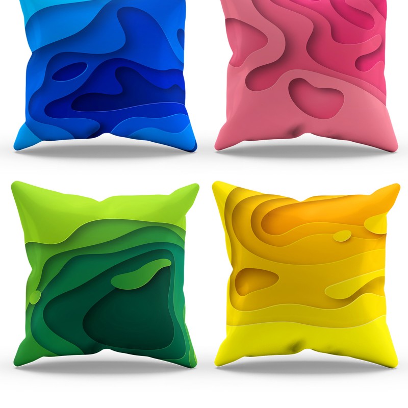 Mouds Çift Tarafı Baskılı Depth Color Desenli 4'lü Kombin Süet Kırlent Kılıfı