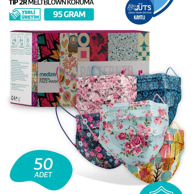Medizer Meltblown Mouds Serisi 1 Cerrahi Maske 5 Desen - 50 Adet