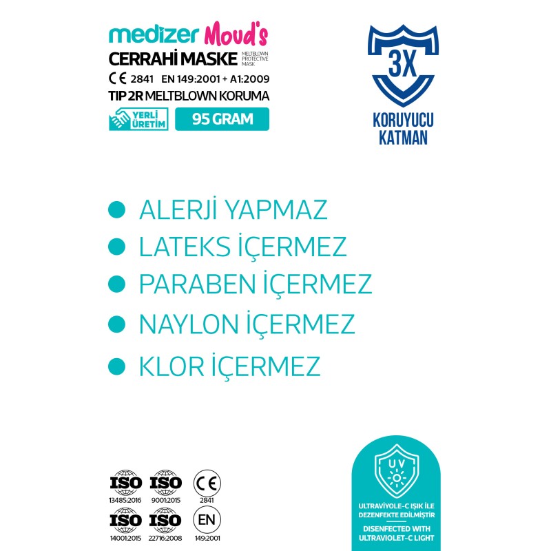 Medizer Meltblown Youngers Serisi Cerrahi Maske 5 Desen - 50 Adet