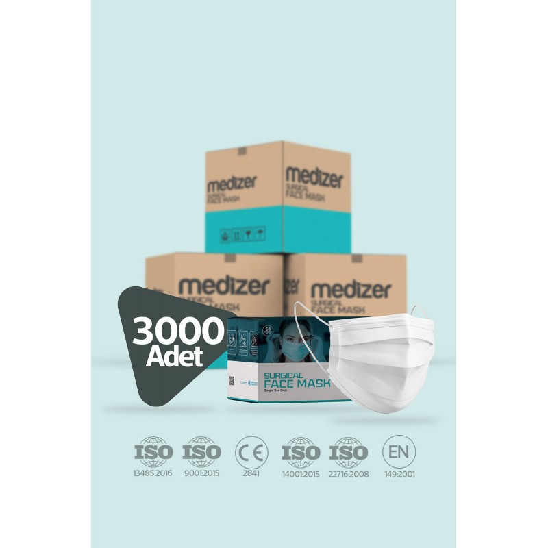 Medizer Meltblown Cerrahi Toptan Maske - 3000 Adet